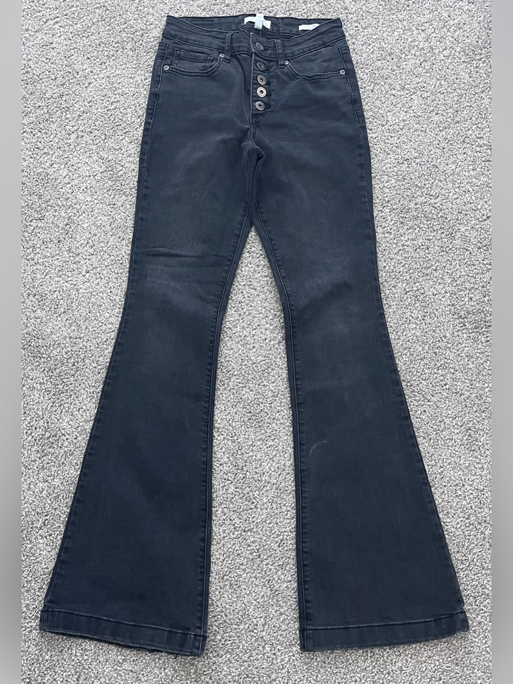 sofia by sofia vergara Black High-Rise Button Fly Flare Jeans Size 0 Short